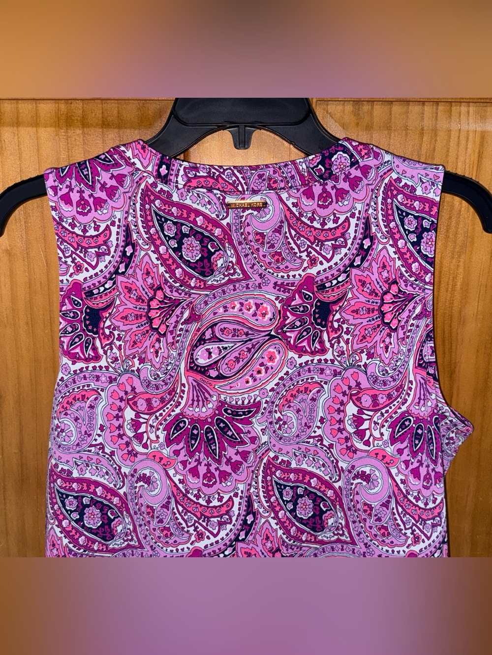 Michael Kors Pink and Purple Paisley Sleeveless Dress - Picture 8 of 11